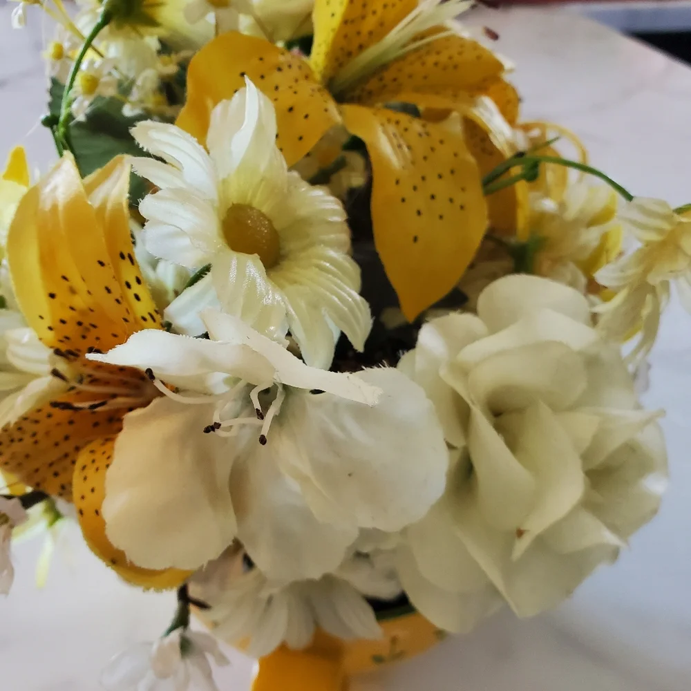 Vintage Handmade Floral Arrangement in Mug